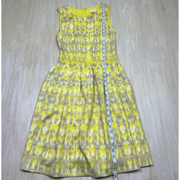 Calvin Klein Yellow Multicolor Sleeveless Summer Cocktail Lined Dress Size 2 - Picture 13 of 15